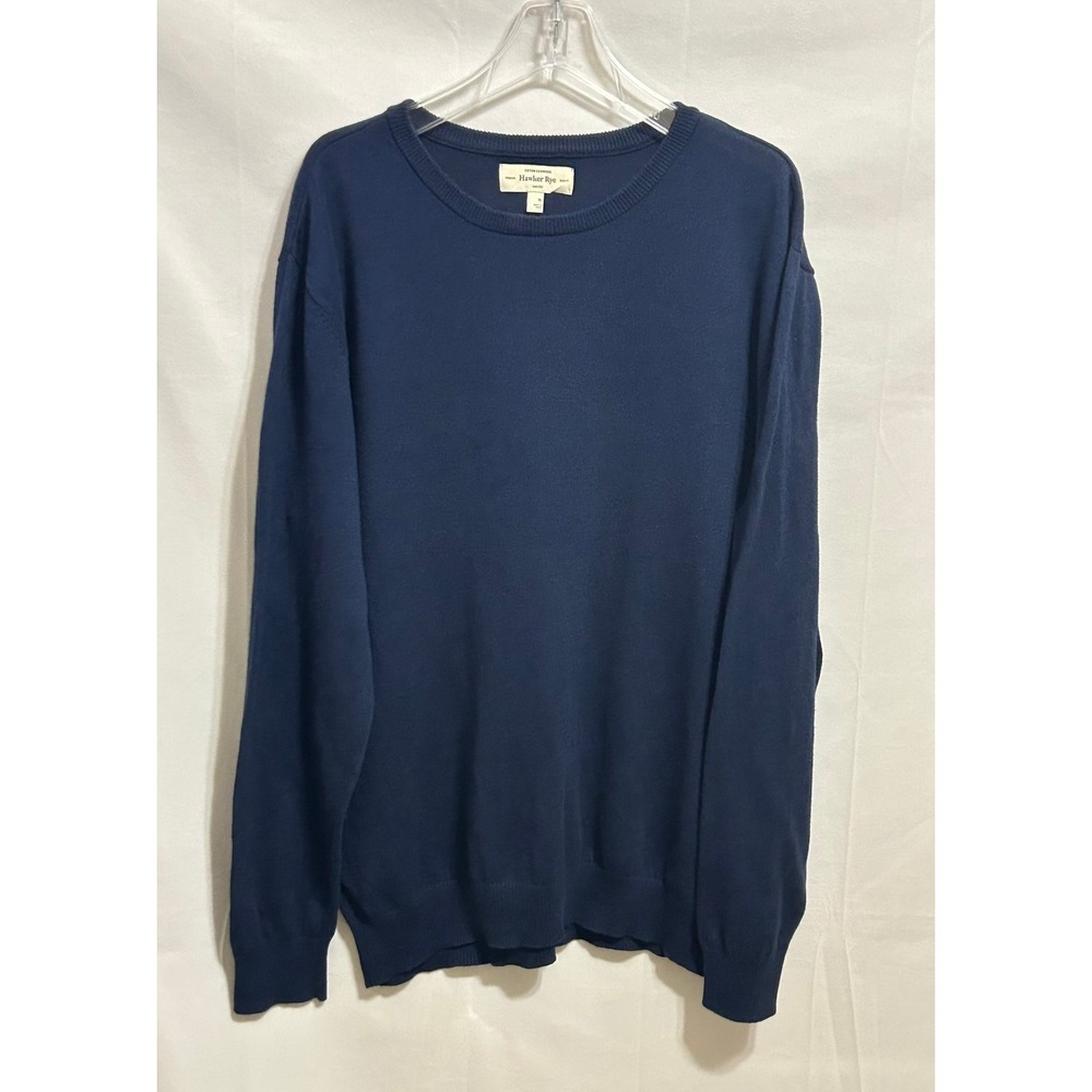 Hawker‎ Rye Mens XL Navy Blue Cotton Cashmere Crewneck Pullover Sweater Knit Top